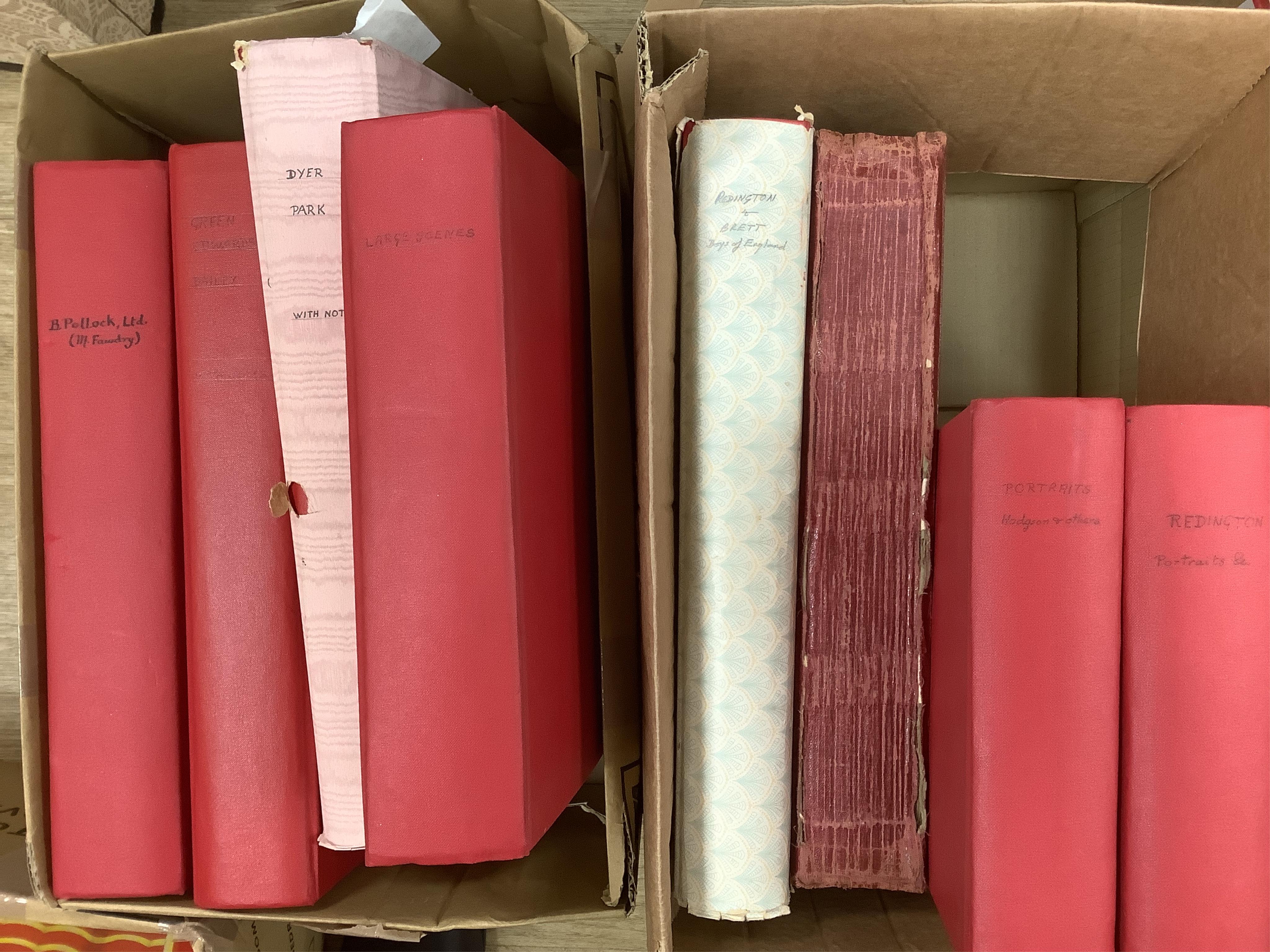 Juvenile Drama, an archive of Toy Theatre including Pollock, Green Edwards Bailey, Redington & Brett, Hodgson, Dyer Park, and others large scenes, back drops, scenery, portraits pasted into eight large albums